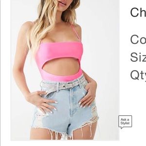 Pink Cut out Bodysuit